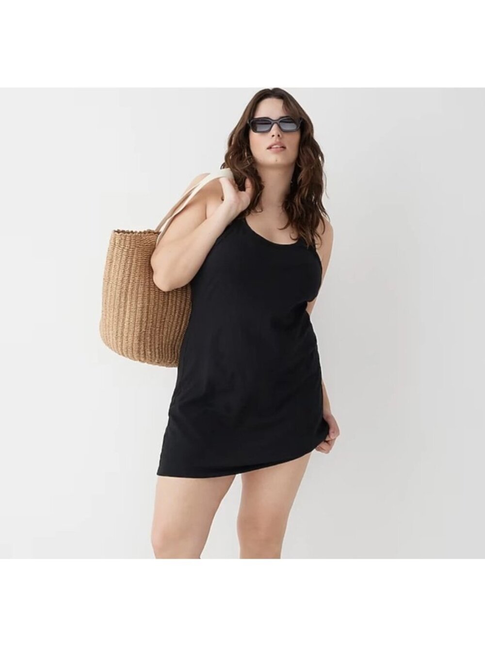 J.Crew Black Relaxed Tank Slub Swim Coverup Dress Womens Large